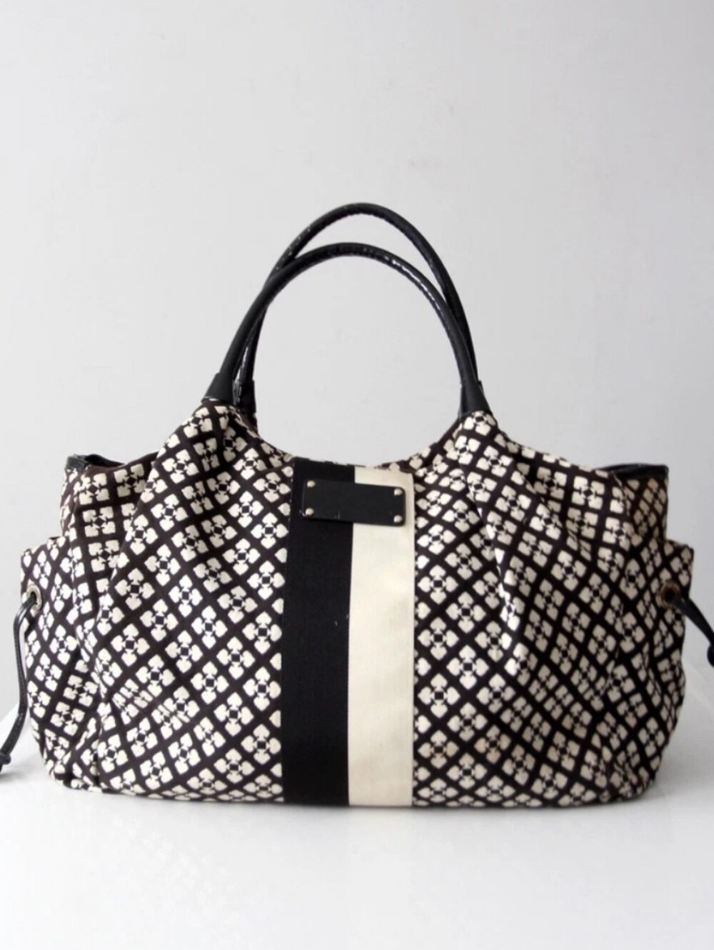 Kate Spade Classic Noel Stevie black Canvas Patent Leather Trim Diaper DuffleBag
